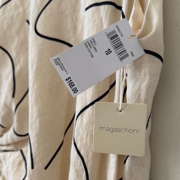 NWT Magaschoni 100% Linen Cream Sleeveless Summer Midi Dress Resortwear Vacation - Picture 5 of 14